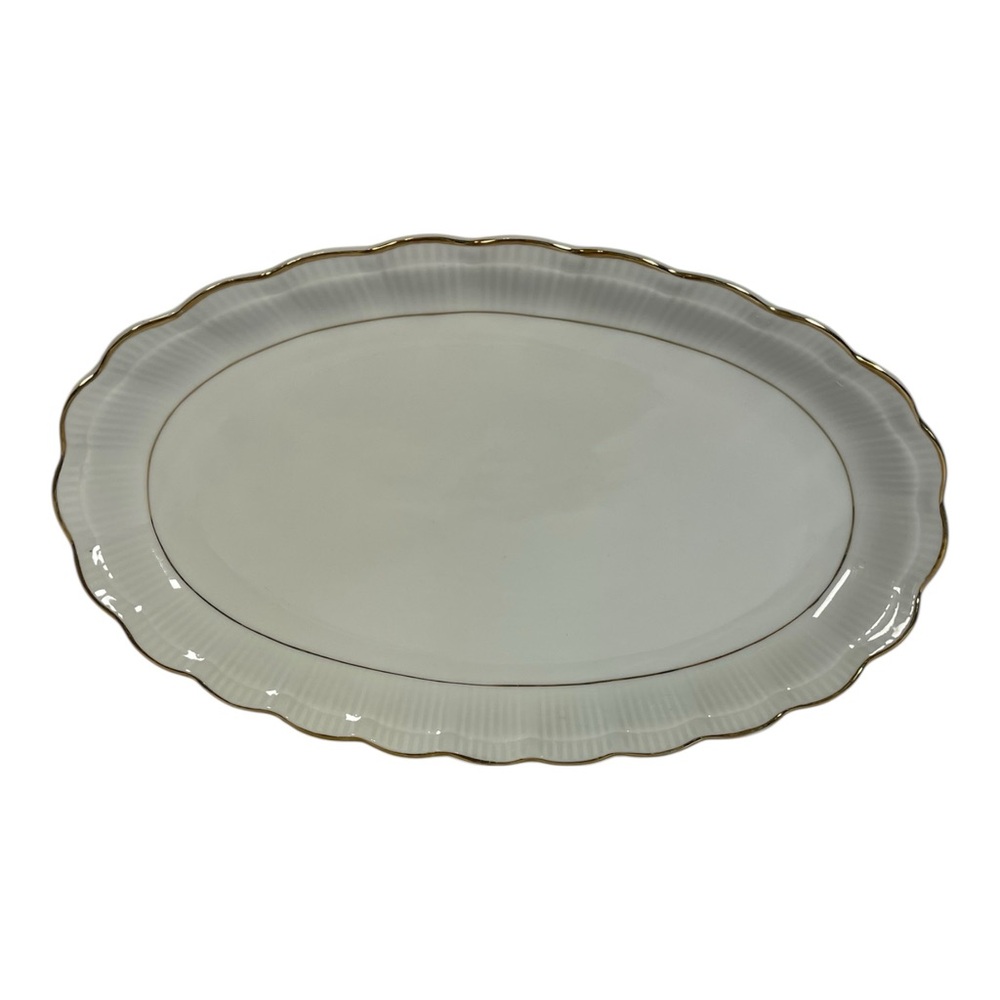 Walbrzych Empire Oval Serving Platter With Gold Trim  13" × 8"  Made In Poland